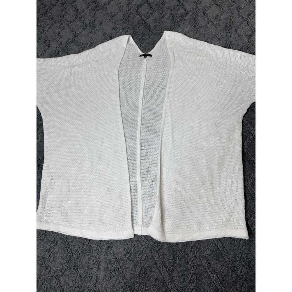 Staccato Women's White Solid Knit Open Front Cardigan Sweater M/ L Long Sleeve